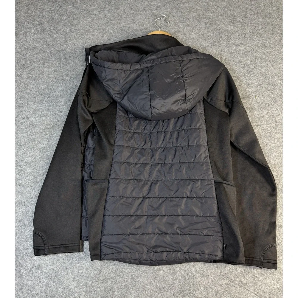 Athleta Girl‎ XL 14 Black Insulated Hybrid Jacket Hooded Full Zip Activewear